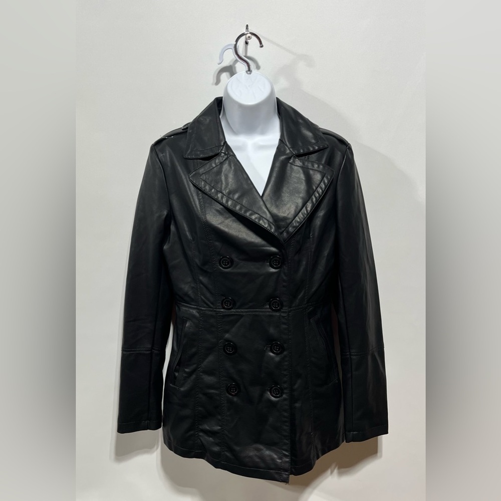 Coalition‎ LA Classic Vegan Black Trench Coat Size Medium New with tags - Picture 2 of 9